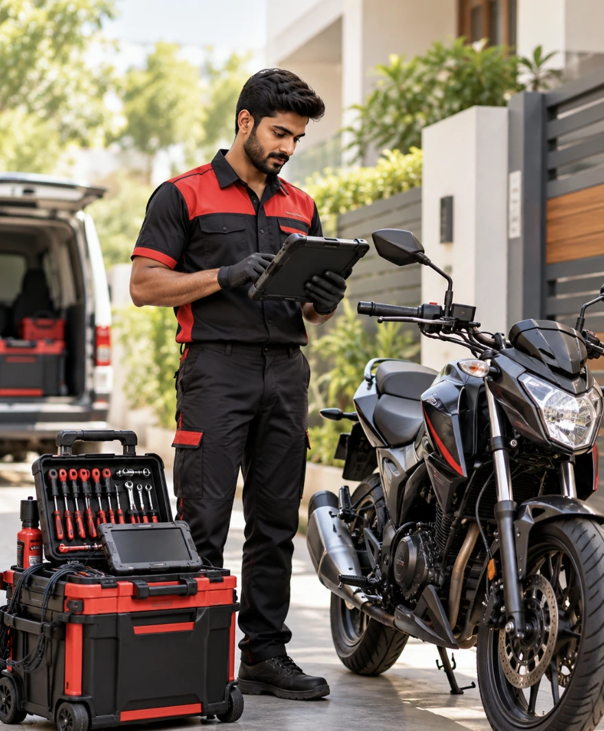 Step 2: Certified mechanic arrives with a fully equipped mobile diagnostic toolkit.